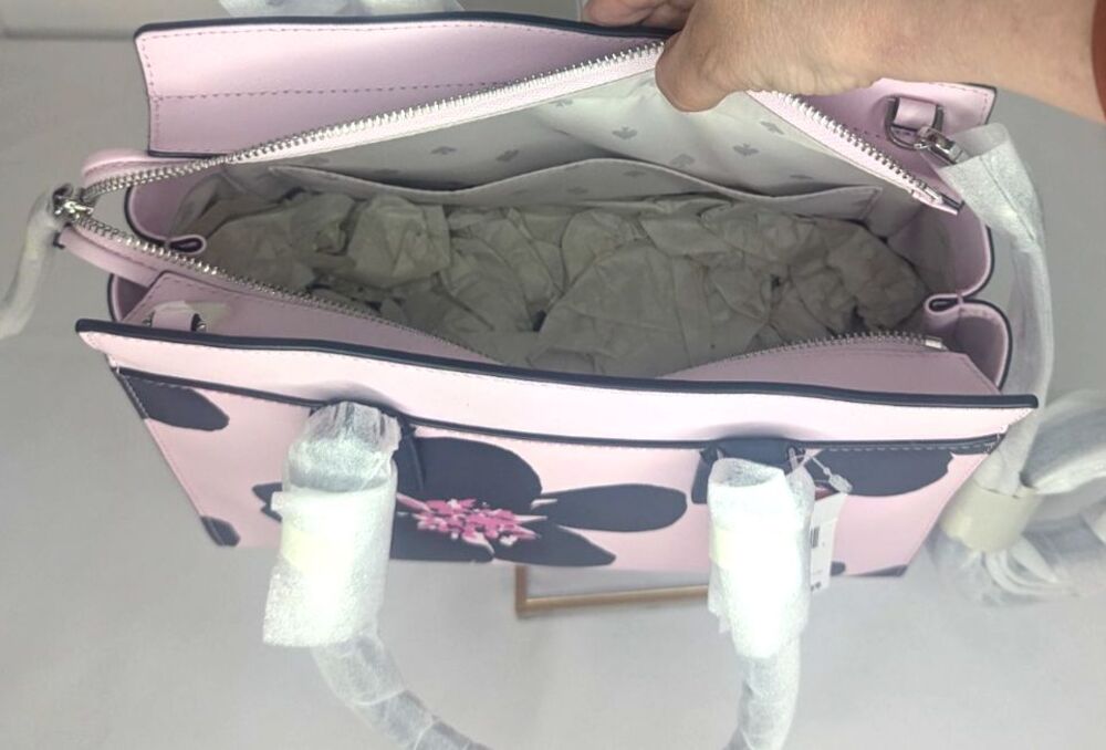 Kate Spade Cameron Grand Flora Pink Blue Flower Medium Satchel Purse NWT - Picture 7 of 10